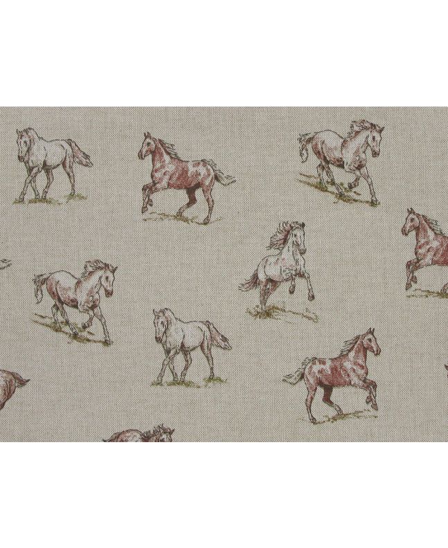 Linen Look Printed Panama, Galloping Mustang