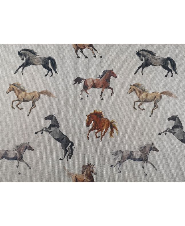 Linen Look Printed Panama, Horse