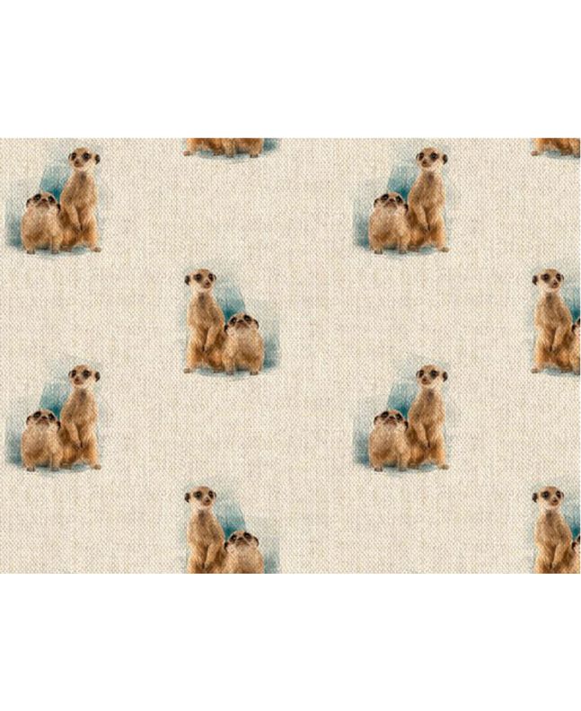 Linen Look Printed Panama, Meerkats