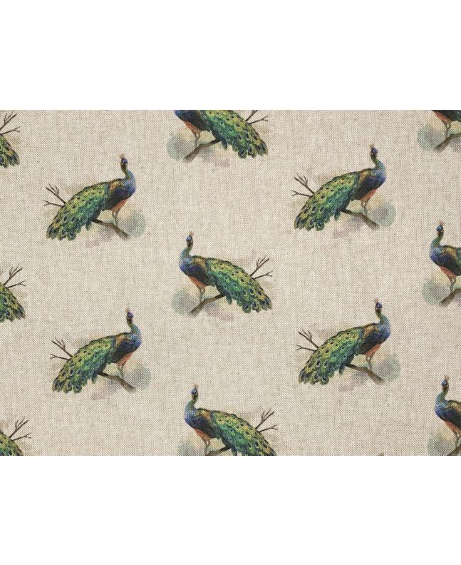 Linen Look Printed Panama, Peacocks