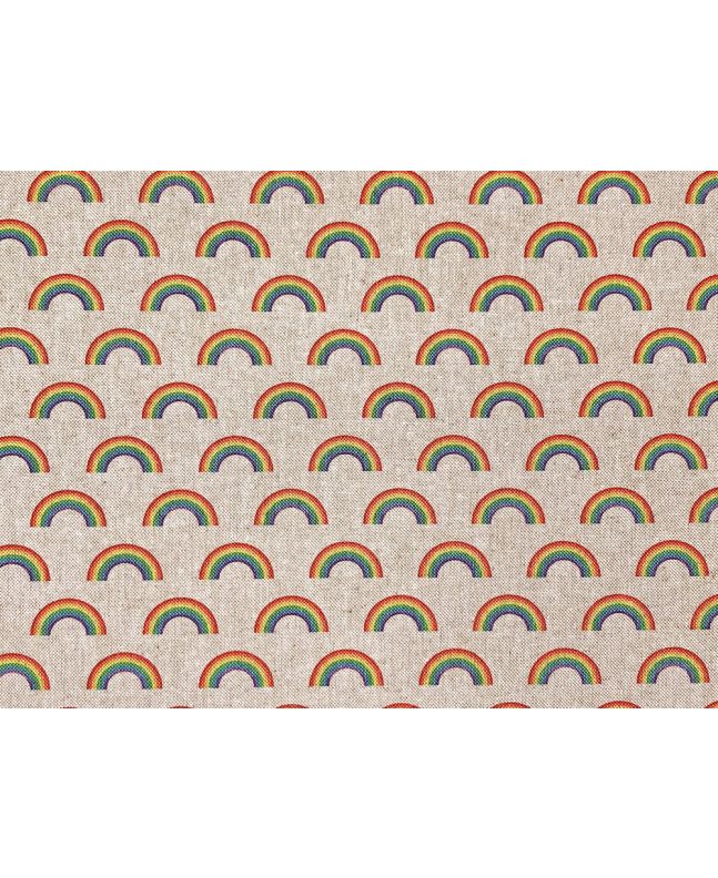 Linen Look Printed Panama, Rainbows, Small