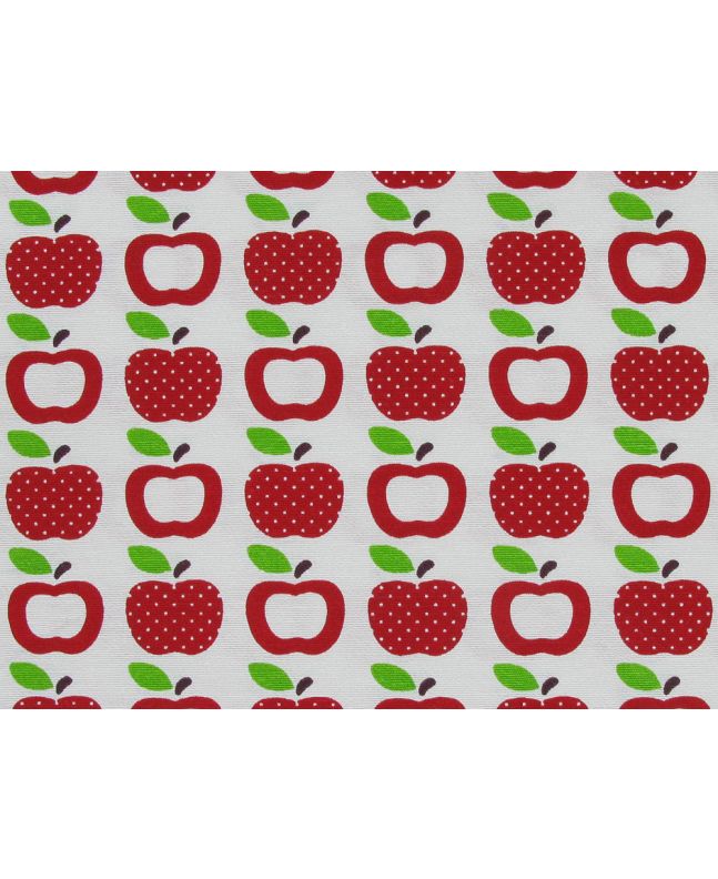 Linen Look Printed Panama, Retro Apple Red
