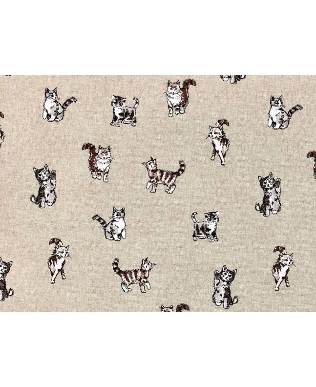 Linen Look Printed Panama, Shabby Cats