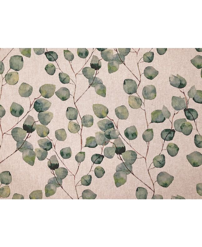 Linen Look Printed Panama, Watercolour Leaves, Green
