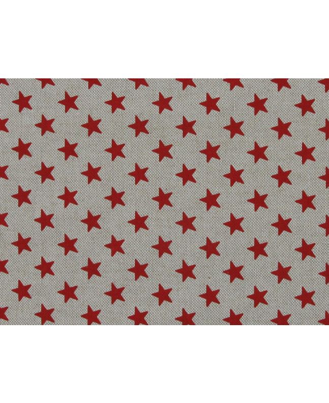 Linen Look Printed Panama Stars, Red