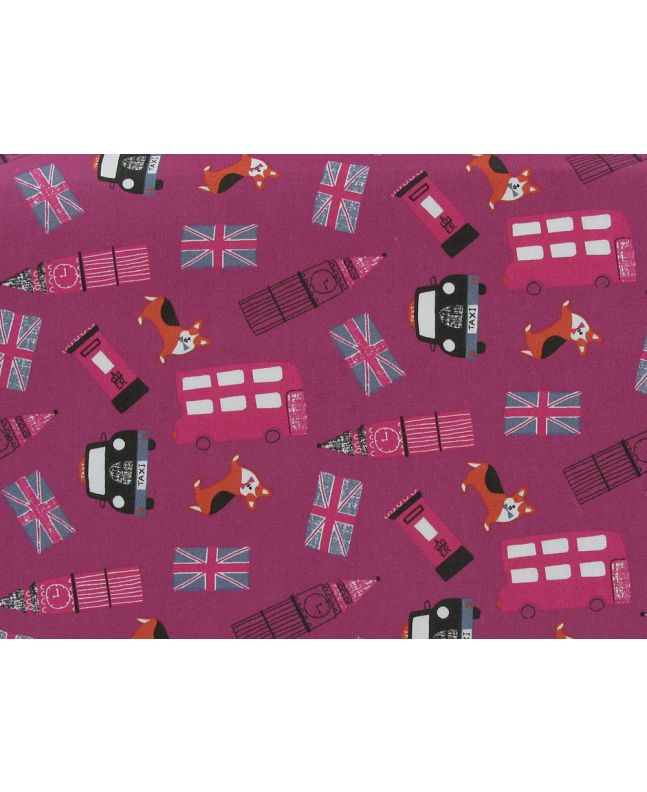 London Town Cotton Poplin Print, Wine