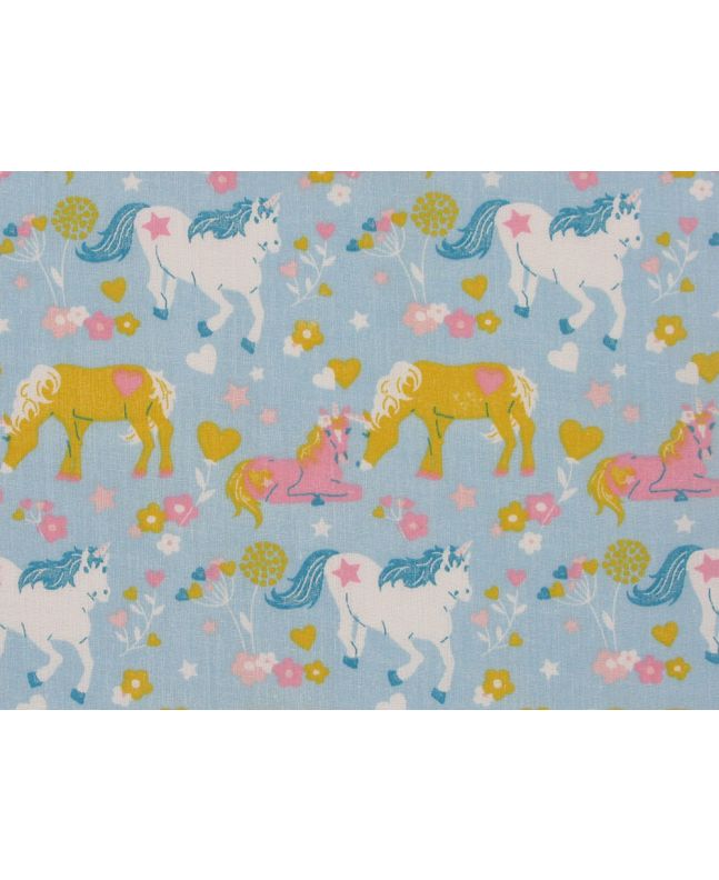 Magical Unicorn Family Polycotton Print, Sky
