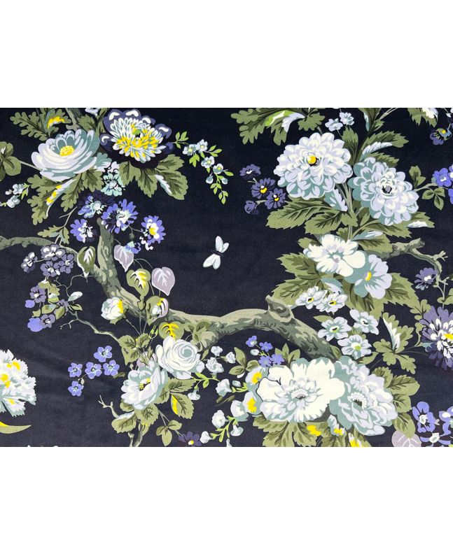 Magnolia Printed Velvet, Navy