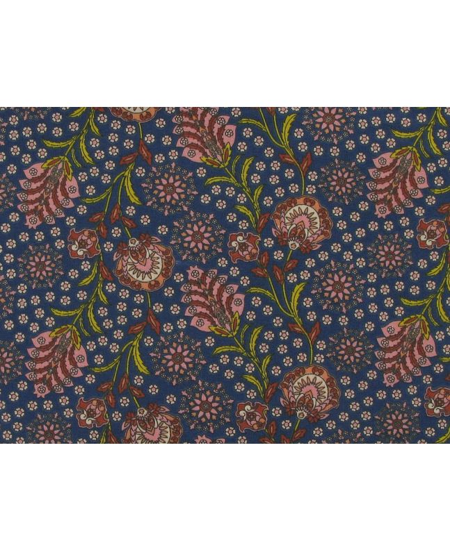 Mandary Floral Cotton Print, Navy