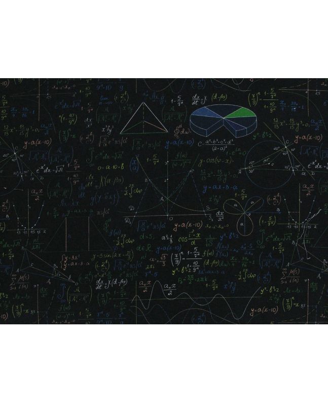 Math Equations Cotton Print, Black