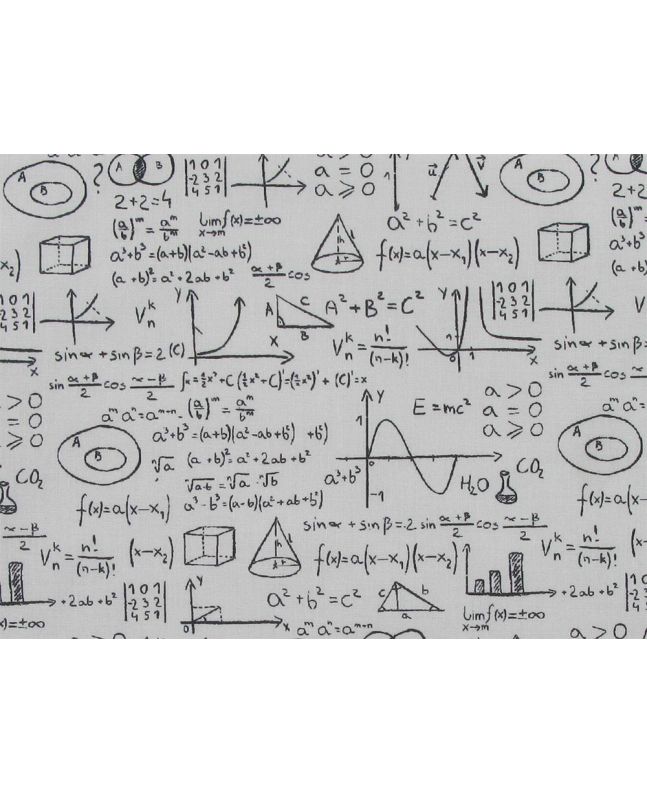 Maths Notation Cotton Print, White