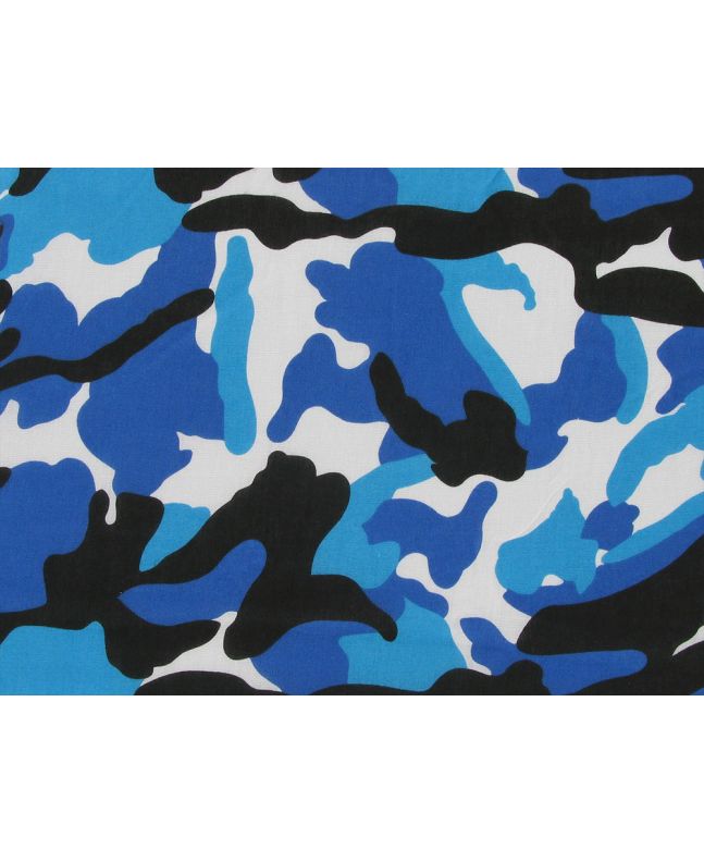 Maxi Camoflauge Polycotton Print, Atlantic