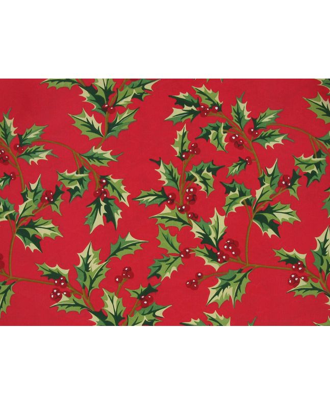 Maxi Christmas Holly Organic GOTS Cotton Poplin, Red