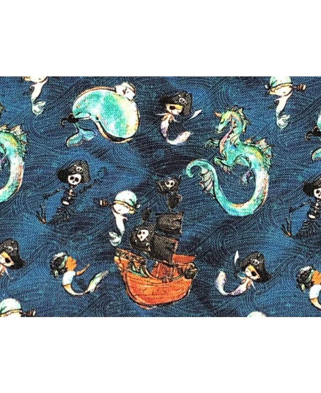Merboys Cotton Print, Pirate Adventure, Dark