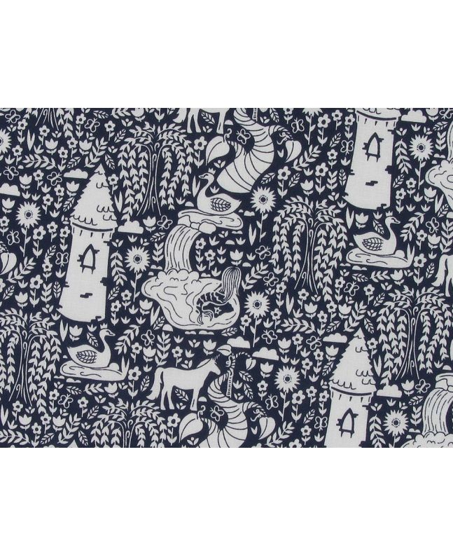 Mermaid Forest Polycotton Enchanted, Navy