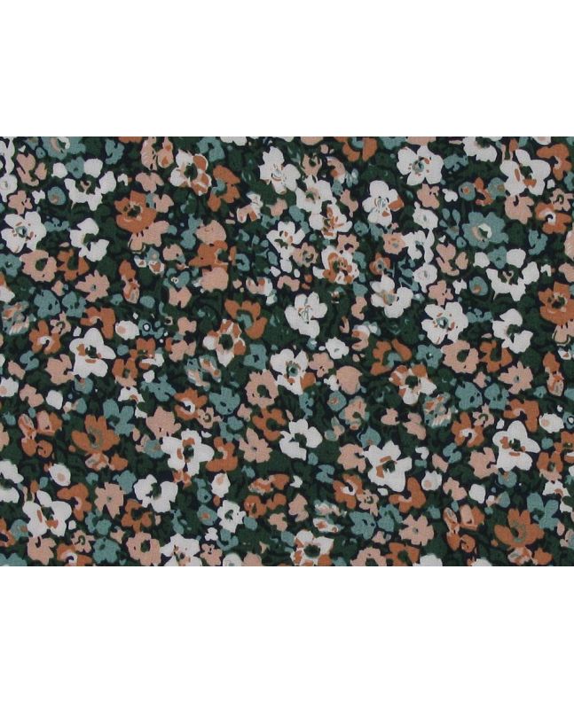 Merry Daisy Field Soft Viscose Poplin, Dark Green