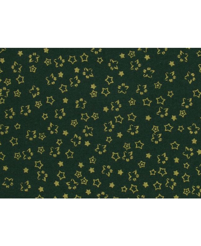 Metallic Foil Christmas Cotton, Twinkle Stars, Green