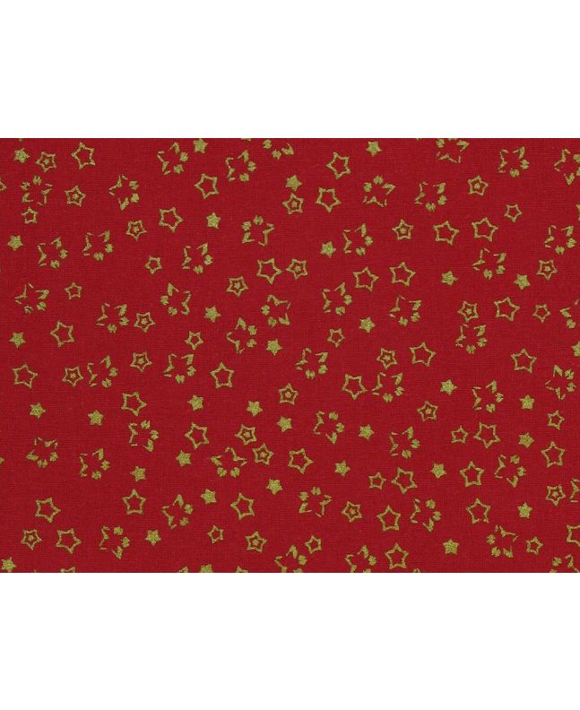 Metallic Foil Christmas Cotton, Twinkle Stars, Red
