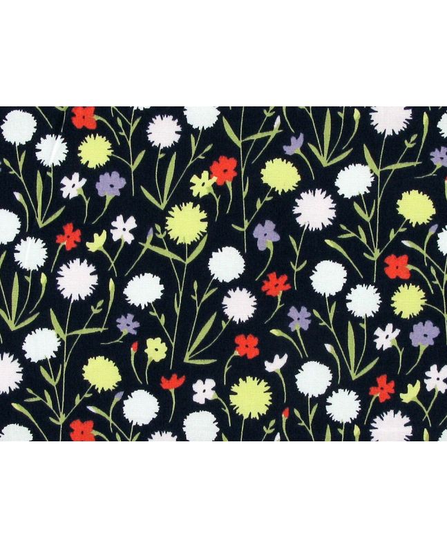 Midnight Flora Cotton Poplin Print, Black