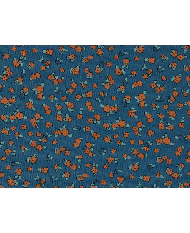 Mini Bouquet Cotton and Linen Jersey, Blue