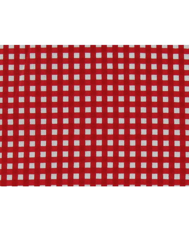 Mini Christmas Check Cotton Print, Red