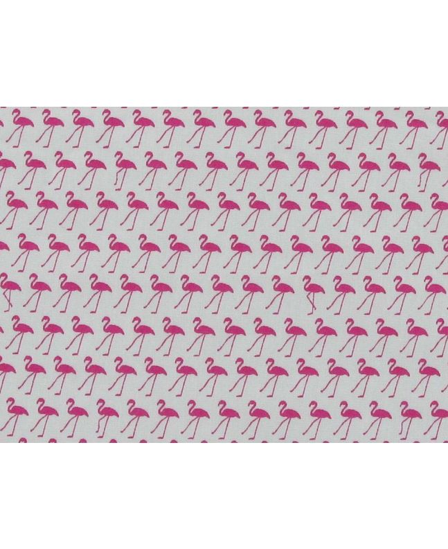 Mini Flamingo Rows Cotton Poplin, Pink