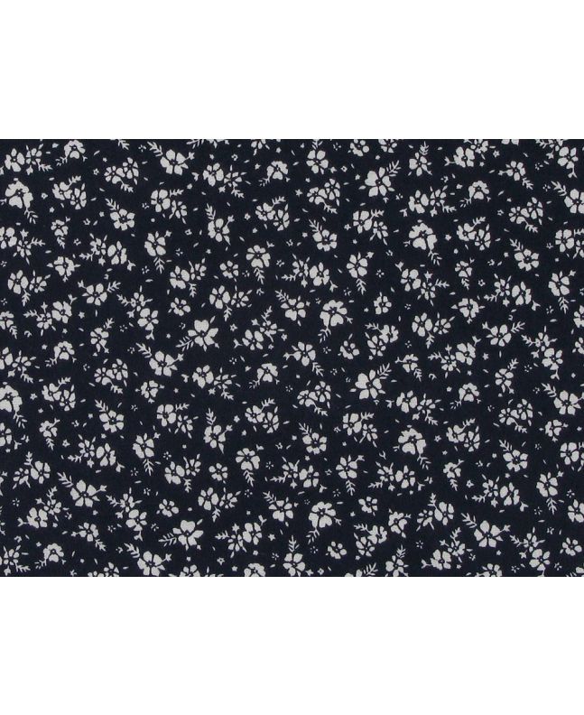 Mini Hibiscus Cotton Poplin Print, Navy