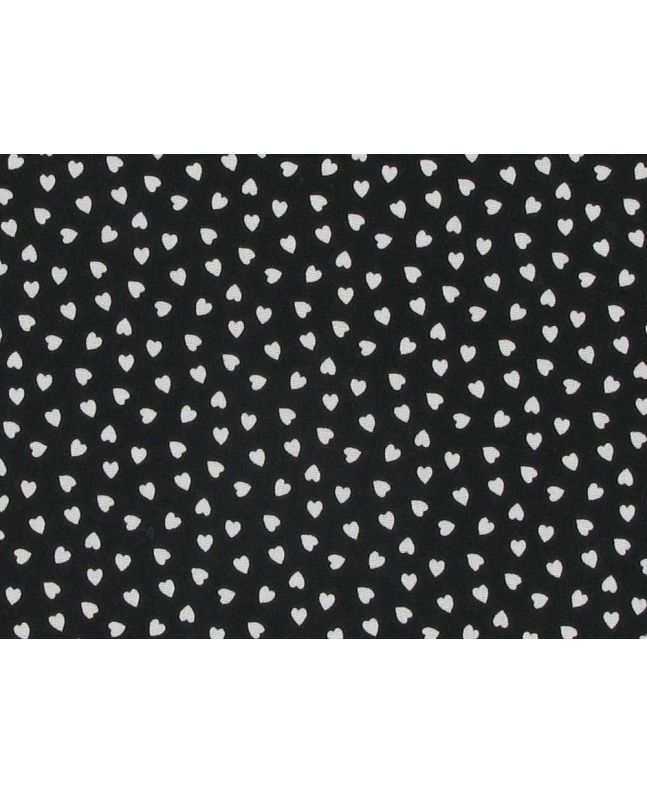 Mini Love Hearts Cotton Popln Print, Black
