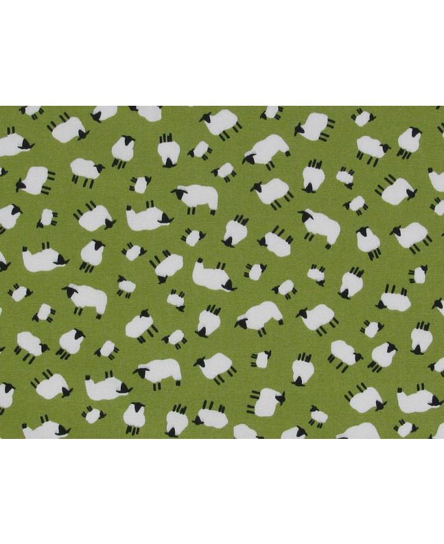 Mini Sheep Meadow Cotton Poplin Print, Green