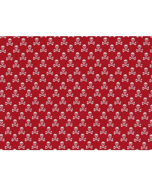 Mini Skull And Cross Bones Cotton Poplin Red