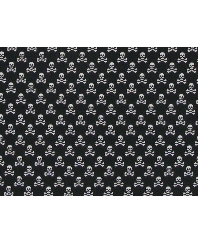 Mini Skull And Crossbones Cotton Poplin Print, Black