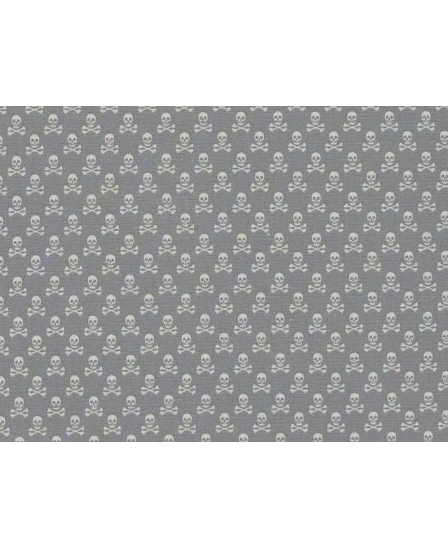 Mini Skull And Crossbones Cotton Poplin Print, Grey