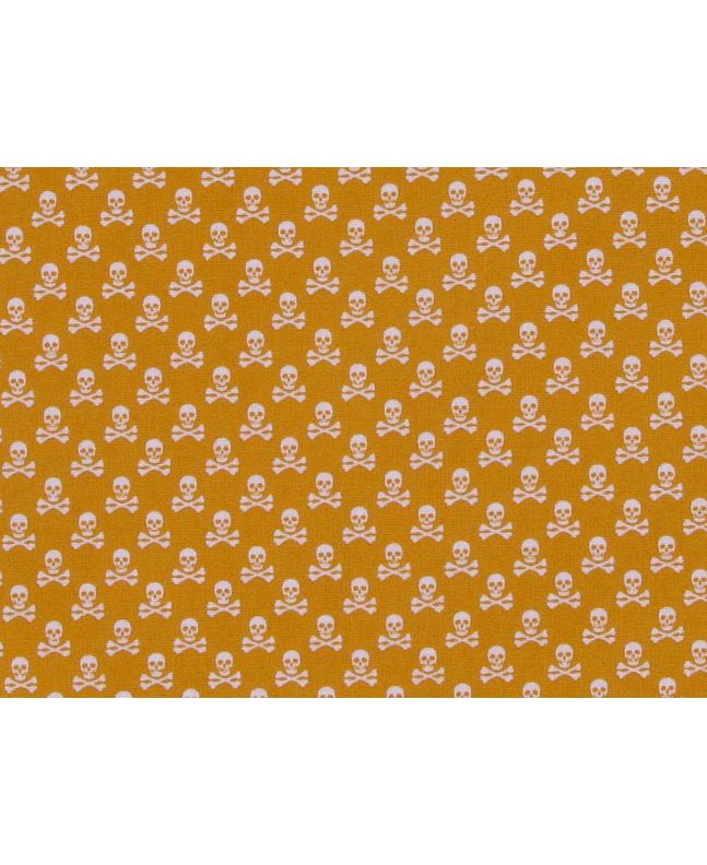 Mini Skull And Crossbones Cotton Poplin Print, Mustard