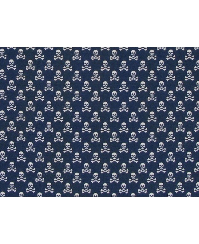 Mini Skull And Crossbones Cotton Poplin Print, Navy