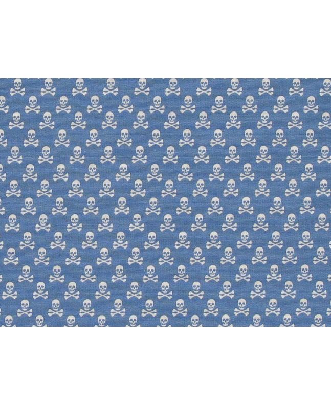 Mini Skull And Crossbones Cotton Poplin Print, Sky