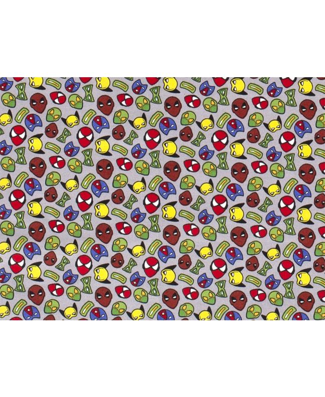 Mini Superheroes Cotton Poplin, Grey