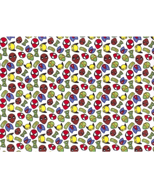 Mini Superheroes Cotton Poplin, White