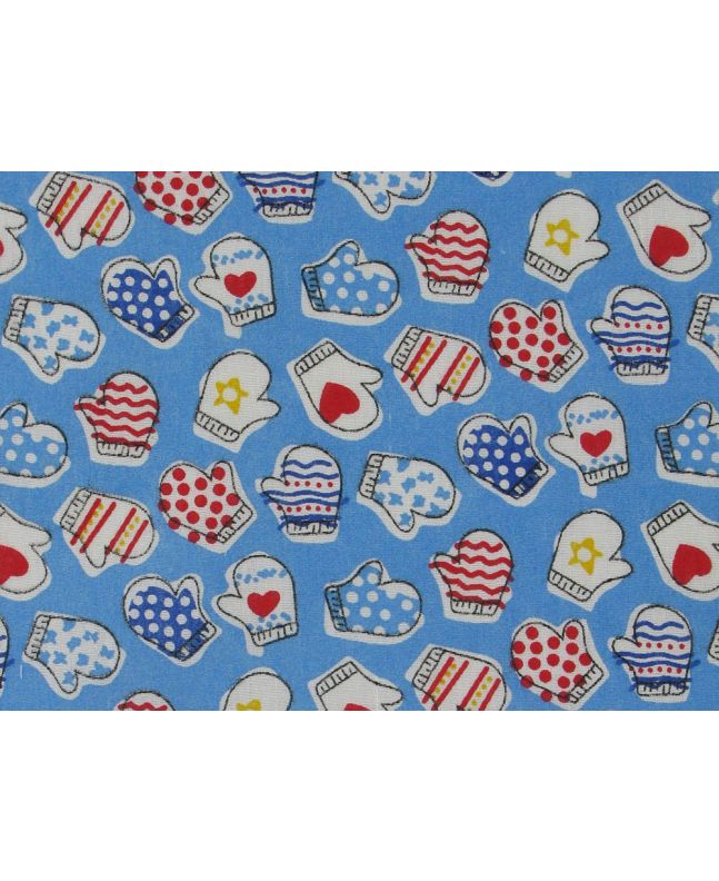 Mittens Polycotton Print, Blue
