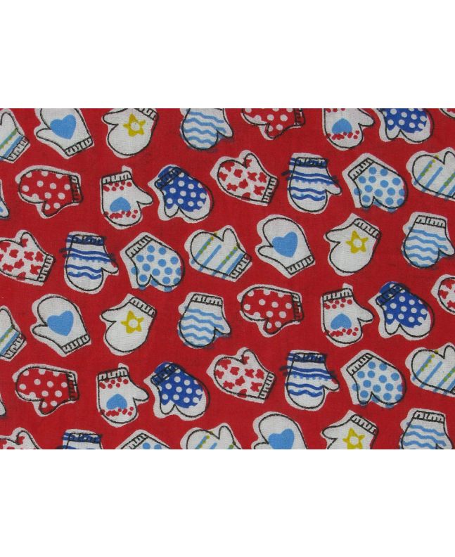Mittens Polycotton Print, Red