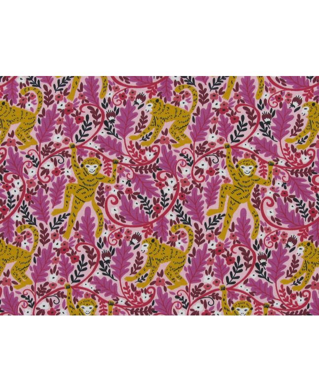 Monkey Hanging Cotton Jersey, Pink