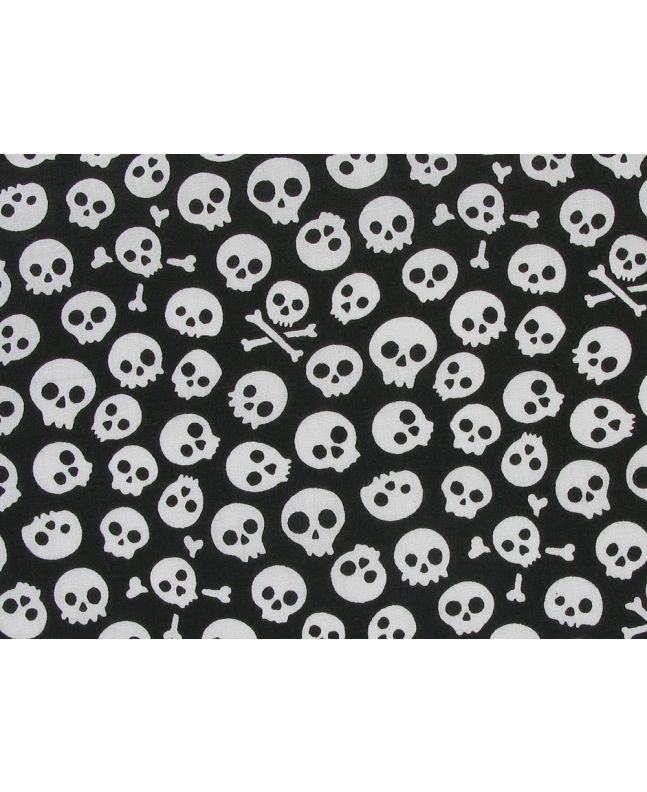 Monochrome Skulls Polycotton Print, Black