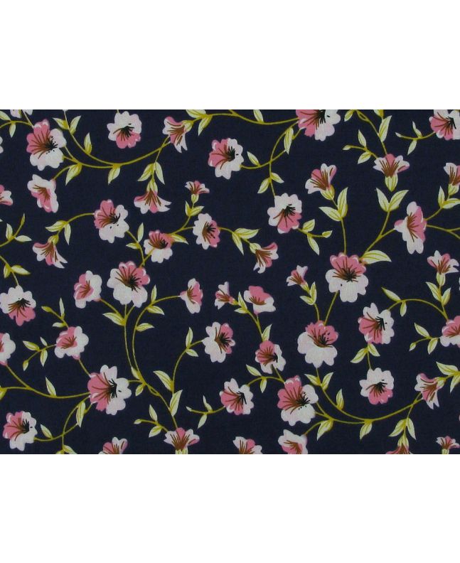 Monsoon Lily Cotton Poplin Print, Navy