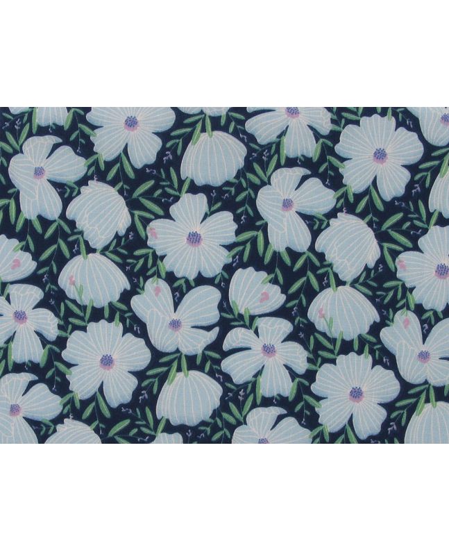 Morris Floral Polycotton Print, Navy