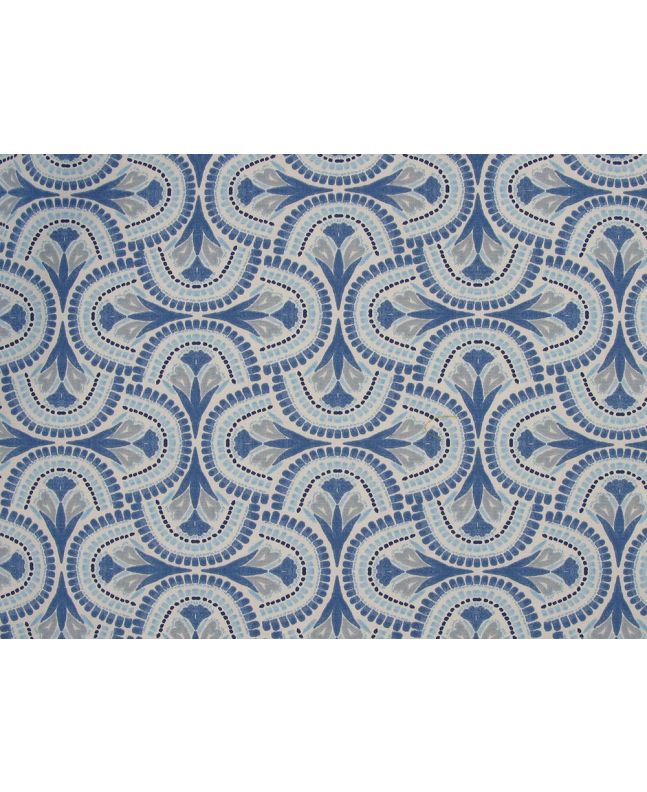 Mosaic Flow Cotton Curtain Fabric, Indigo
