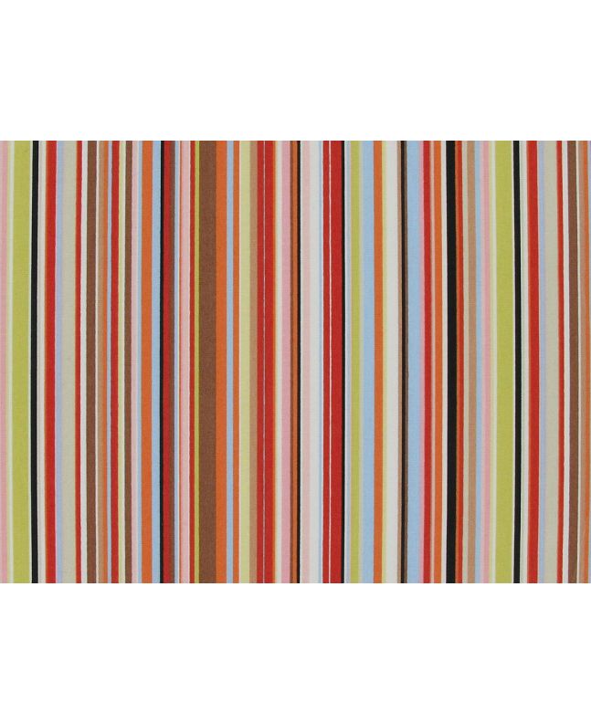 Multi Stripe Cotton Poplin Print, Tangerine