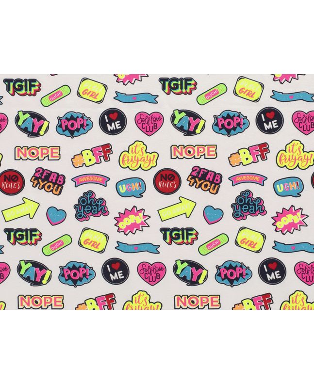 Neon Badges Cotton Jersey, White