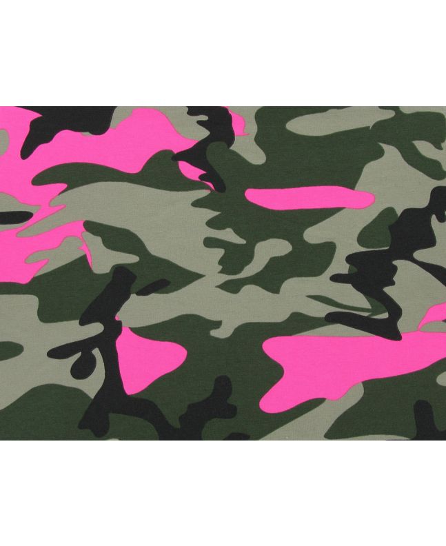 Neon Camouflage Cotton Jersey, Pink