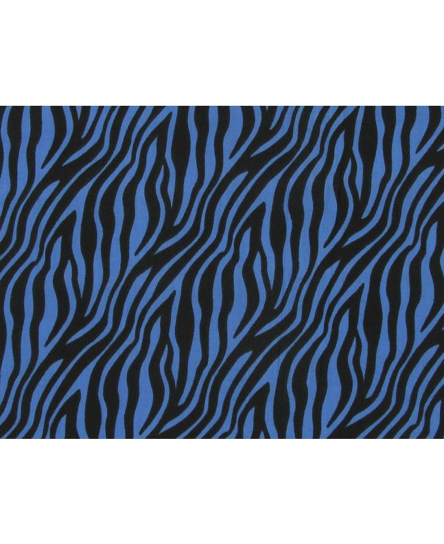 Neon Safari Polycotton Print, Zebra, Blue