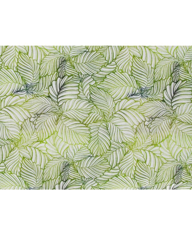 Ombre Leaves Printed Linen Blend, White