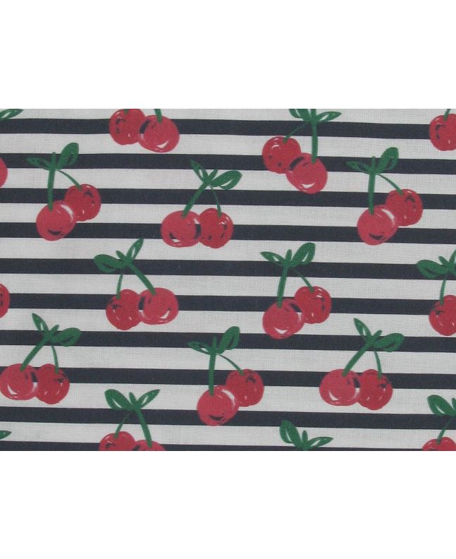 Painted Cherry Stripe Cotton Print